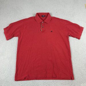 Burberry Polo Shirt Mens Medium Red 100% Cotton Collared Short Sleeve Pullover